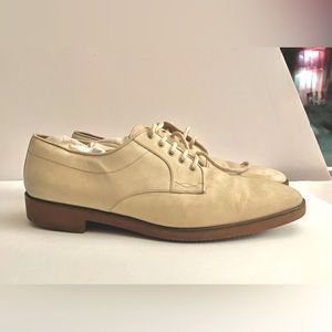 Salvatore Ferragamo men’s oxfords dress shoes White suede loafers lace up 9 1/2D